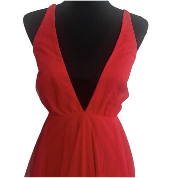 Hello Molly Red Tulle Midi Dress Size M AU10/US6 Deep V Backless Criss Cross NWT - Picture 3 of 6